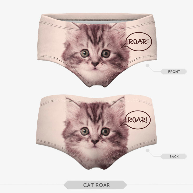 3D Print Cat Cotton Underwear - Women's Seamless Briefs