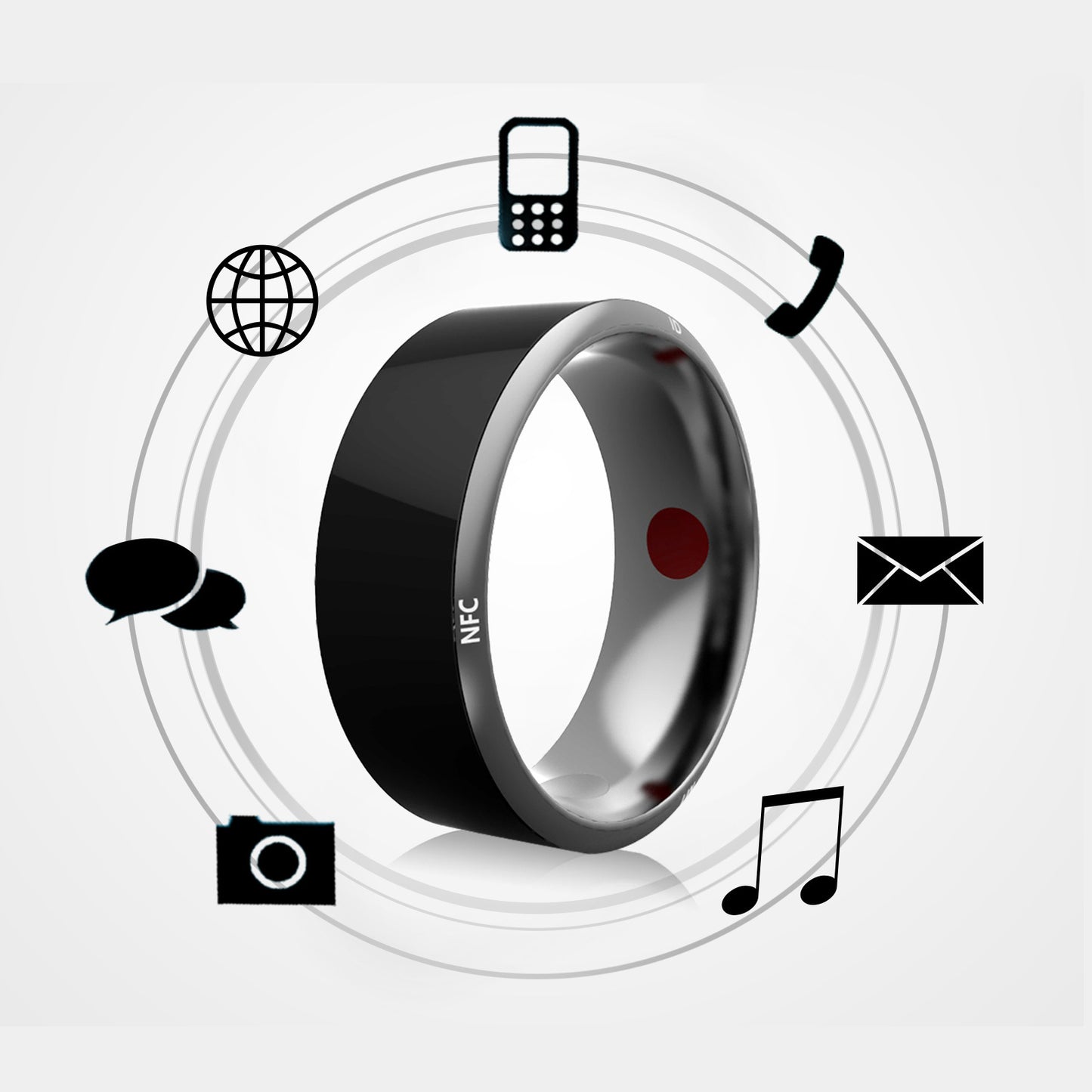Smart Ring Bärbar Device Multifunktionell Svart High-tech