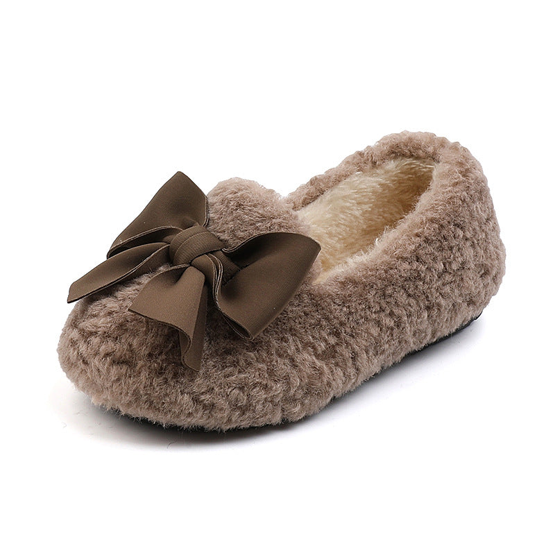 Chaussures isolées en coton rembourré pour enfants, chaussures en fourrure pour filles