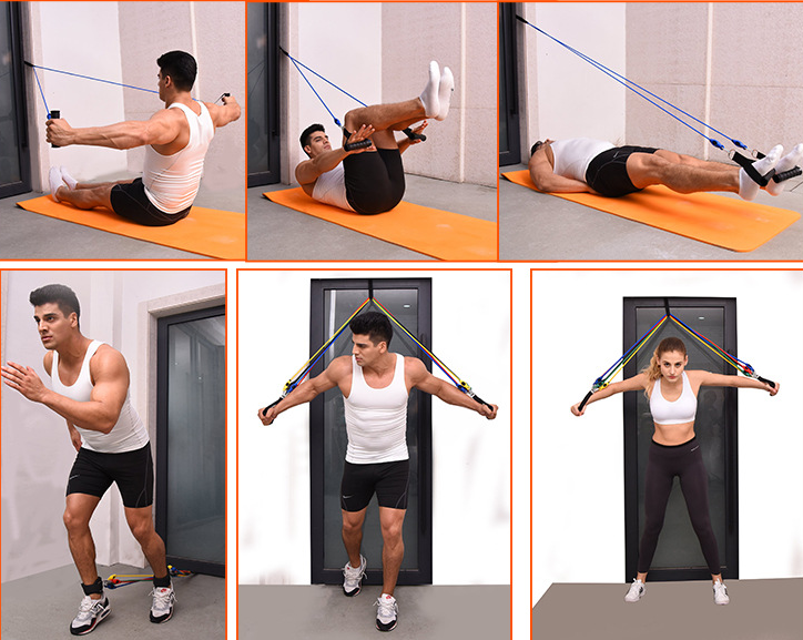 Professional Portable Fitness Rally - Complete Resistance Band System (5 Bands, 10-30 lbs, 1.2m Length)