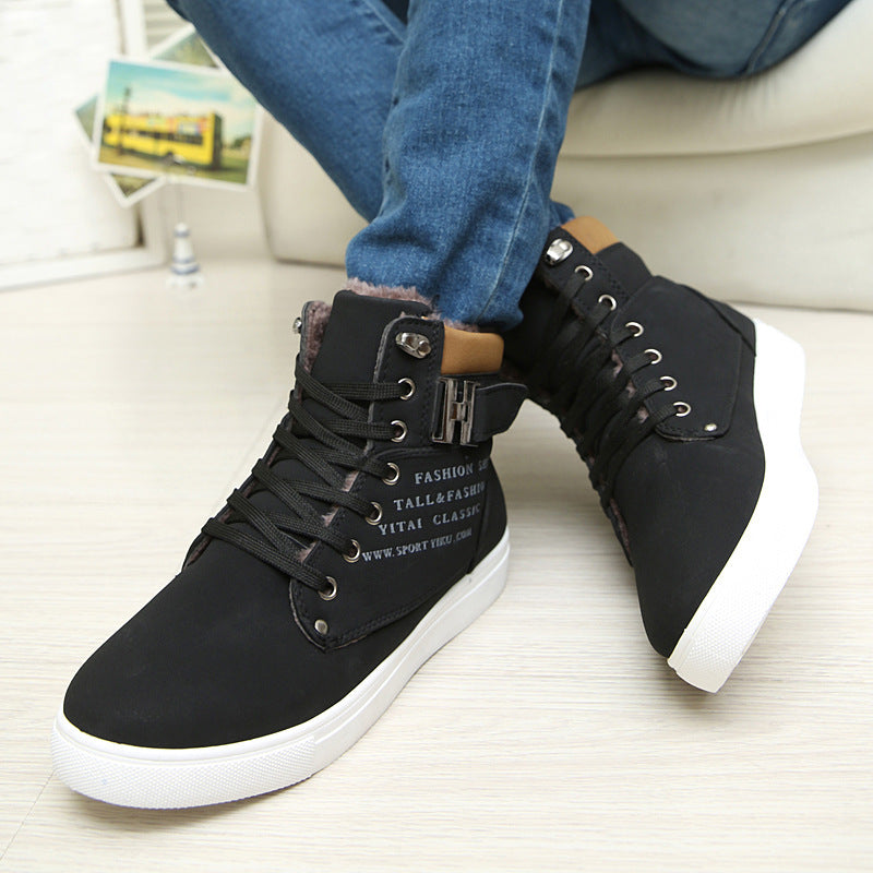 DEKABR 2021 Hot Men Skor Mode Varm Päls Vinter Män Stövlar Höst Läder Skor För Man Nya High Top Canvas Casual Skor Män