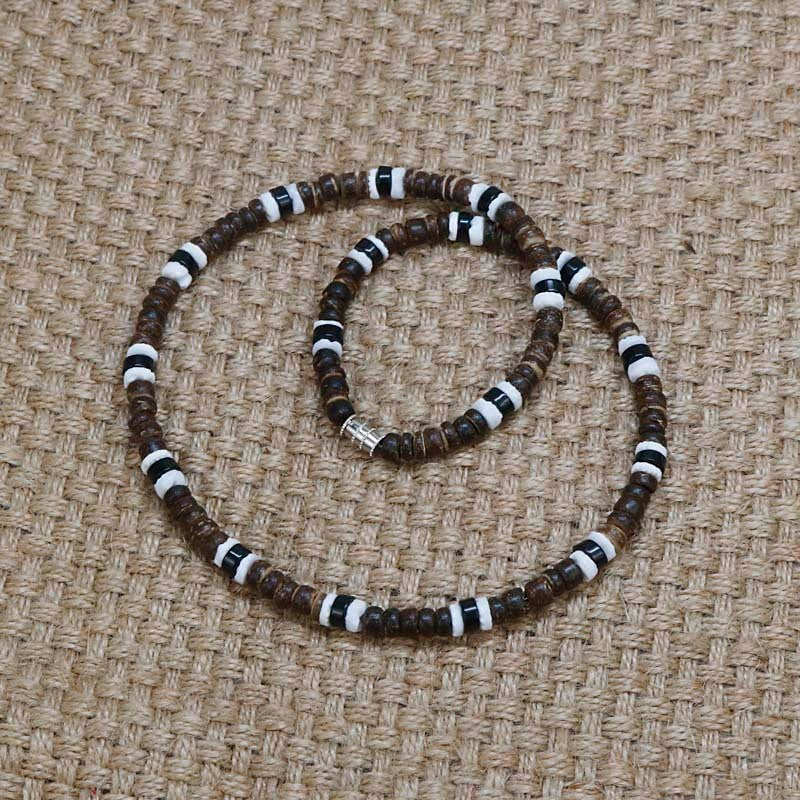 Collier ethnique en coquille de noix de coco pour hommes, tribu