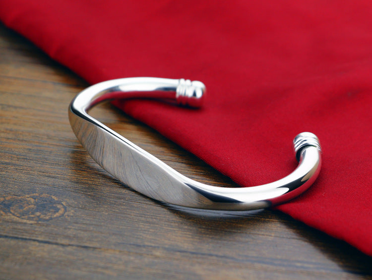 Modernt enkelt glansigt armband i 925 försilvrat för män och kvinnor