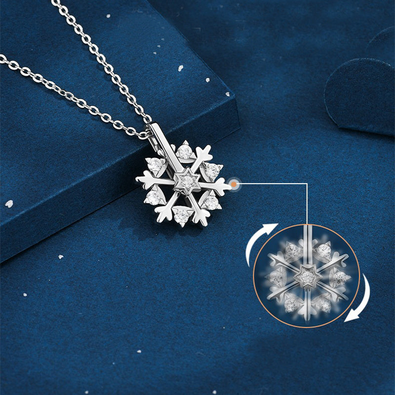 Roterbart 925 Silver Snowflake Halsband Kvinnor Lyx Nisch Design Glänsande Strasssmycken Höst och vinter Födelsedagspresent till vänner