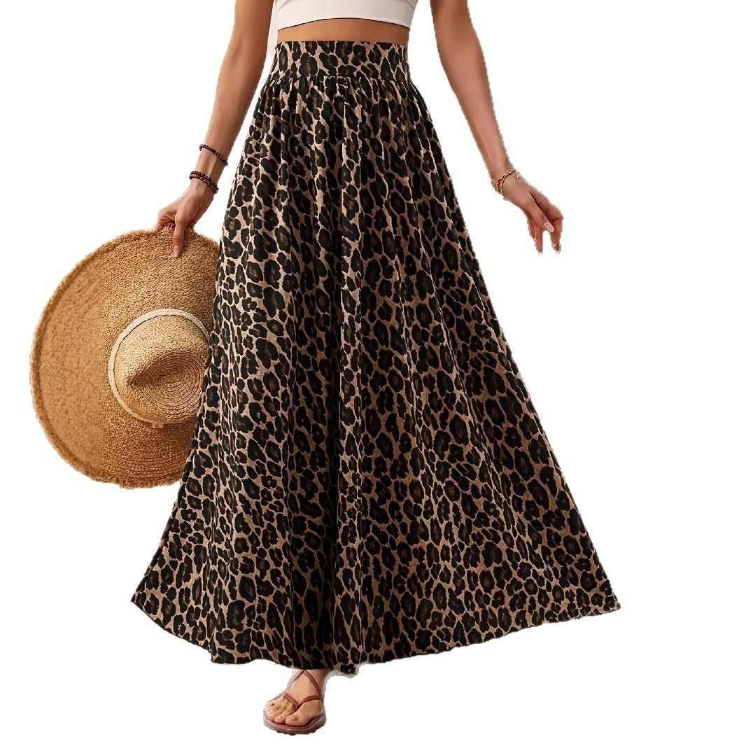 Professional High Waist Midi Skirt - Leopard Print Fabric (Vibrant Pattern, Fashion-Forward Design)