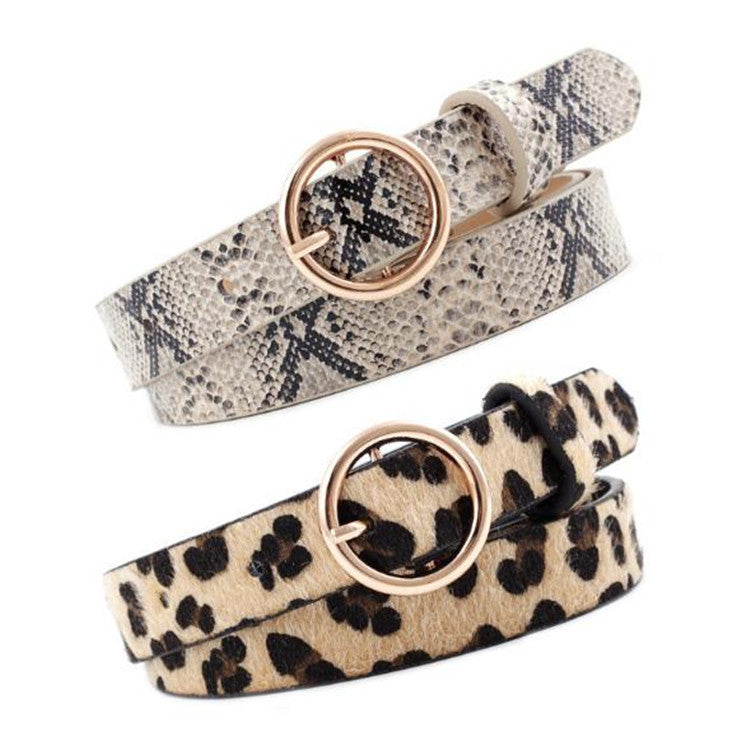 Fashion Round Button Leopard Zebra Snake Belt - Wild Expression