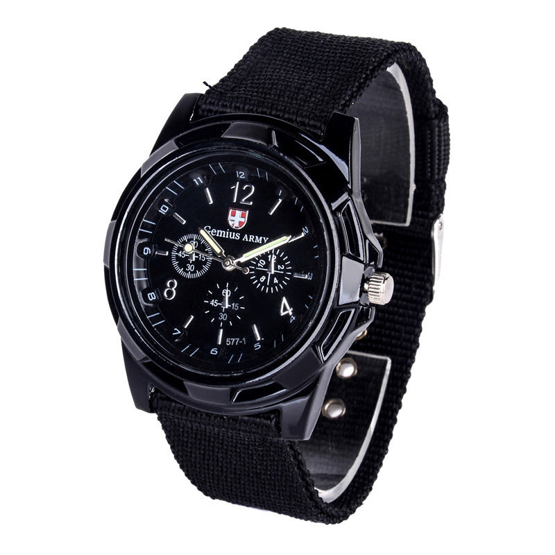 Militär Herr Gemiös Armé Sport Rund Urtavla Ny Quartz Nylonband Armbandsur
