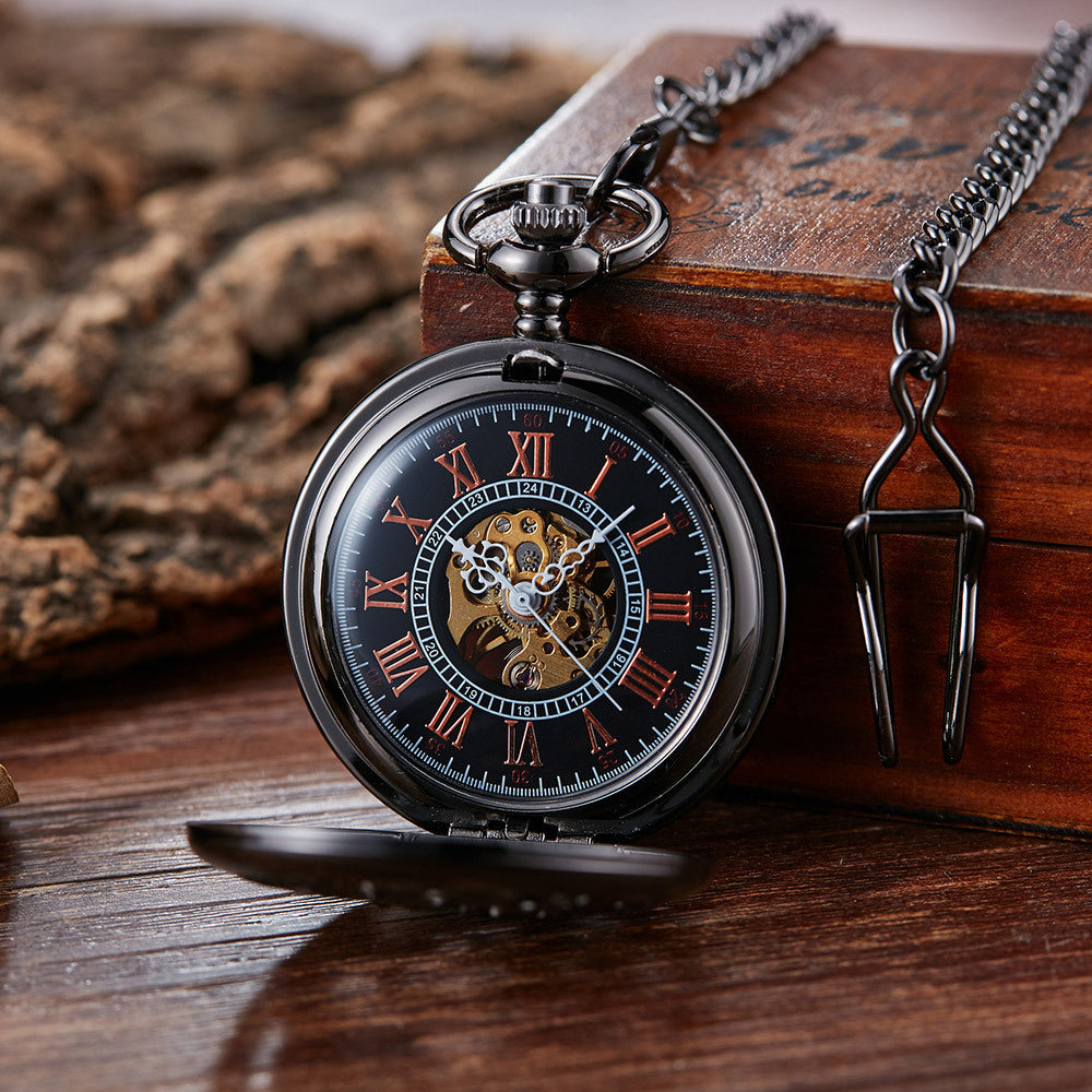 Hollow Relief Mechanical Large Pocket Watch - Sophisticated Precise Timeless Elegant Readable Statement