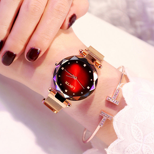 Montres femmes en or Rose mode diamant dames ciel étoilé aimant montre étanche femme montre-bracelet