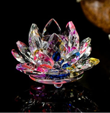 Fleur de Lotus en cristal de Quartz, 80mm, artisanat, presse-papier en verre, ornements Fengshui, Figurines, décoration de maison, fête de mariage, cadeaux souvenirs