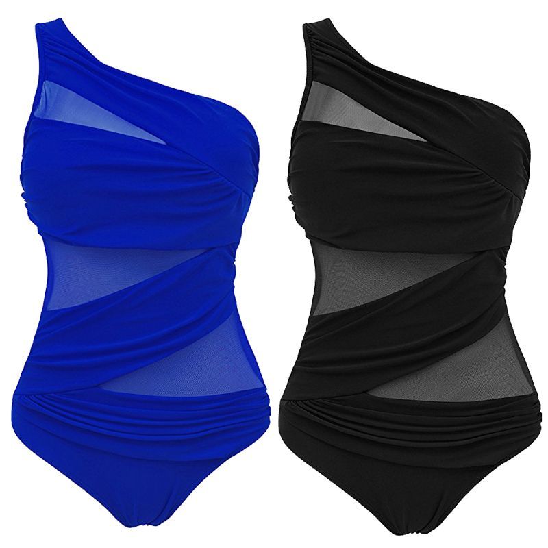 Professional Women's Plus Size Swimsuit - Nylon Construction (Solid Color, M-4XL, Chest Pad Support, One-Piece Style)
