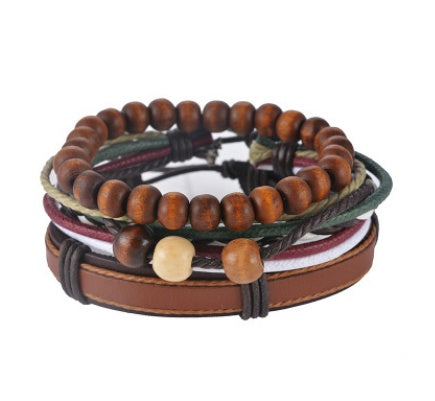 Läderarmband män Flerlagers pärlorarmband Punk wrap armband för kvinnor Vintage punk män smycken