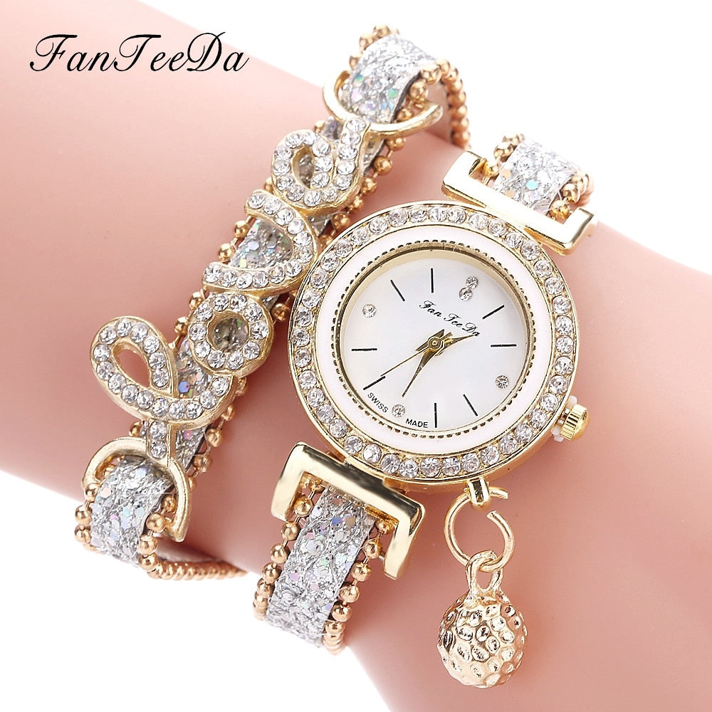 FanTeeDa marque femmes Bracelet montres dames montre strass horloge femmes mode robe montre-Bracelet Relogio Feminino cadeau
