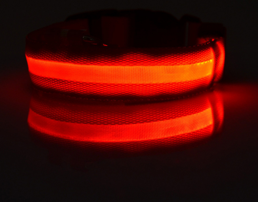 Nylon LED Hund Ljushalsband Nattsäkerhet Blinkande Glöd i mörkt Hund Kattkoppel Justerbara husdjurstillbehör