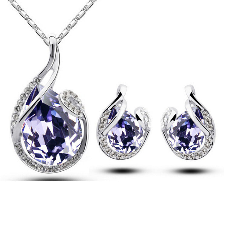 Luxury Rhinestone Earring Necklace - Elegant Sparkle