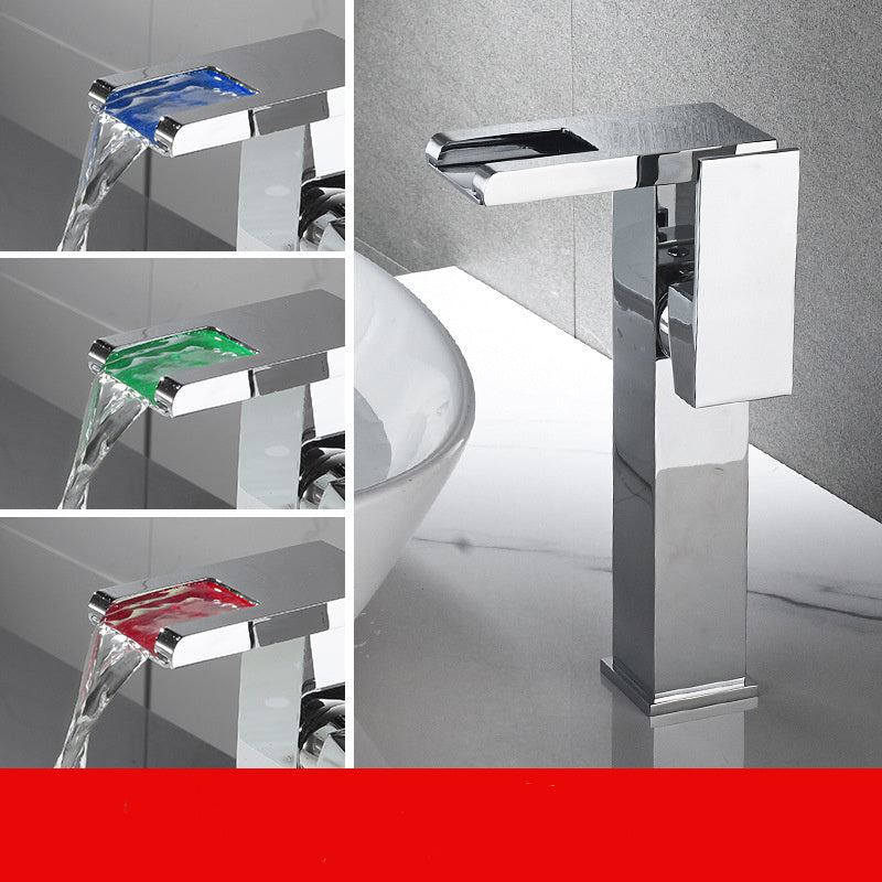 Illuminated Waterfall Bathroom Basin Faucet