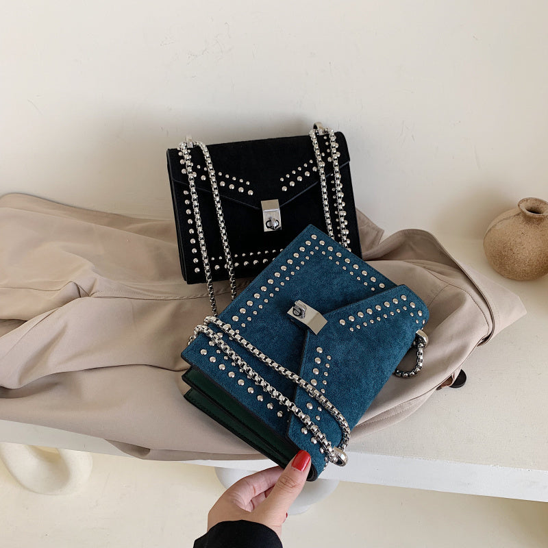 Textured Leather Mini Messenger - Compact Shoulder Bag with Scrub Finish