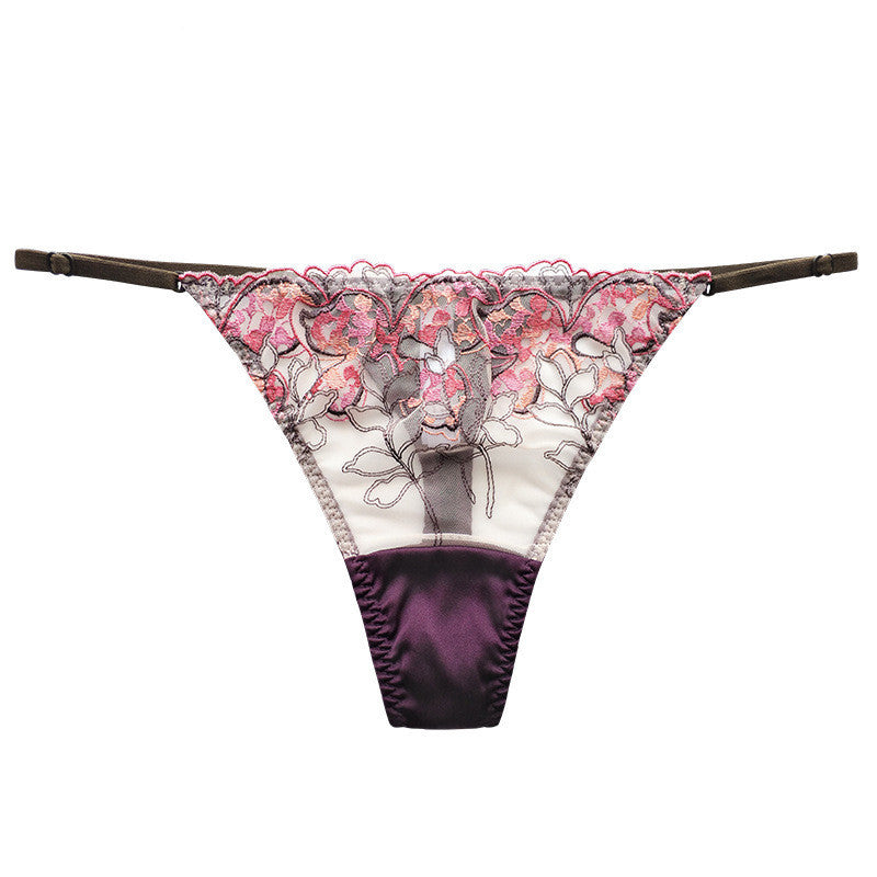 Luxurious Silk Low Waist Sheer Lace Panties - Breathable & Elegant
