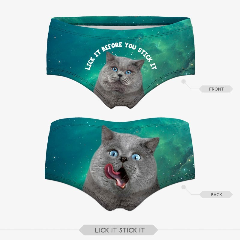 3D Print Cat Cotton Underwear - Women's Seamless Briefs