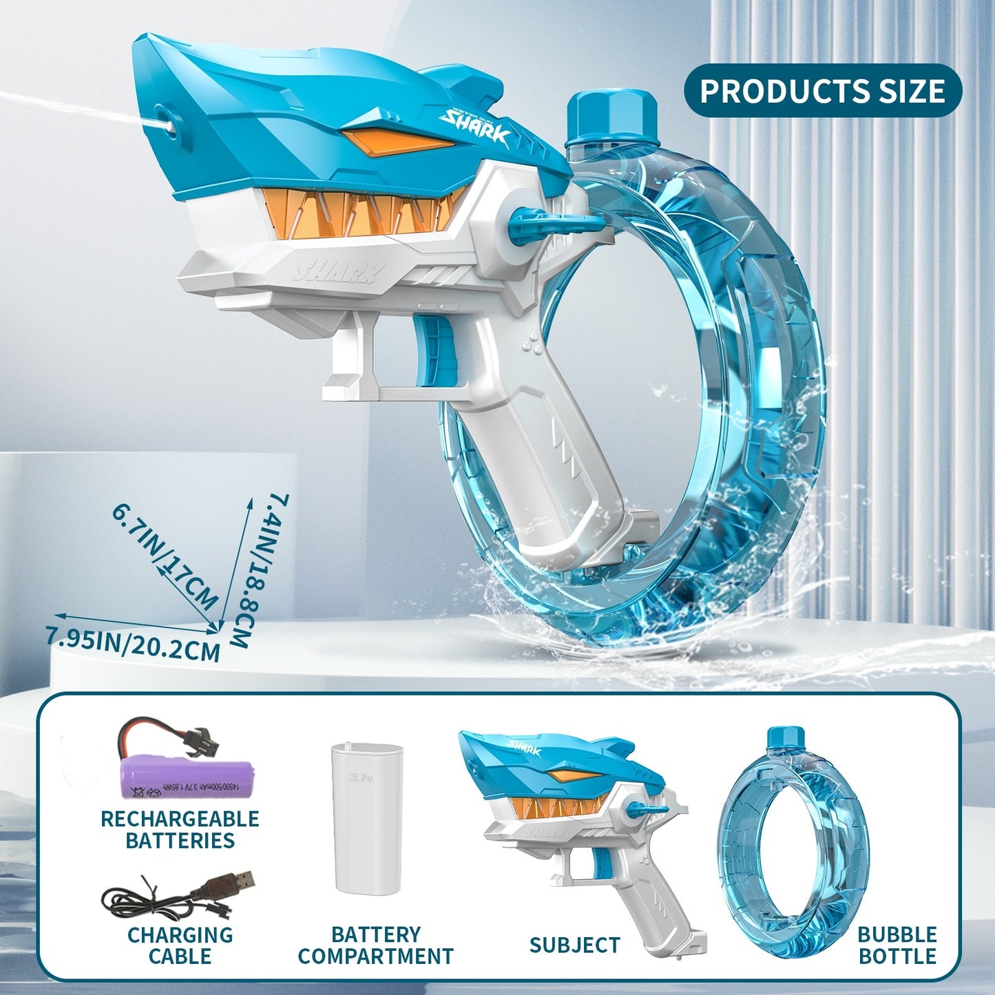 Nya Shark Electric Water Gun Leksaker Helautomatisk Kontinuerlig Brand Vatten Gun Stor Kapacitet Strand Sommar Barns vatten Leksaker