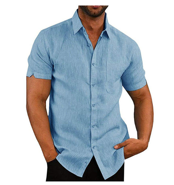 Herr Kortärmade Sommar Enfärgade Skjortor Casual Lösa Toppar T-shirt