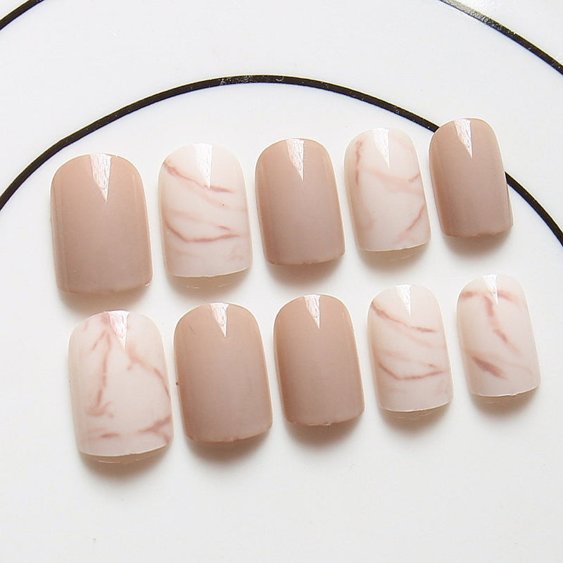 Light Khaki Smudge Press-On Nails - 24 Pieces | Glue Type Normal Specification