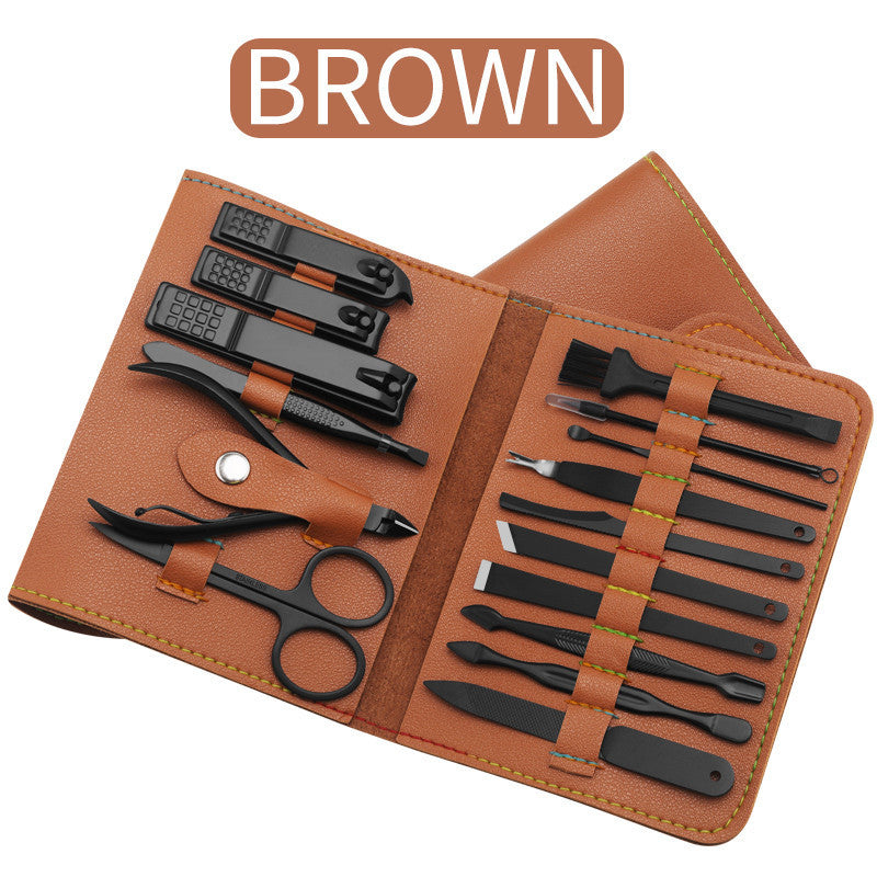 Professional Manicure Set - 16 Pieces 138x110x23mm Stainless Steel | PU Leather Case Gift