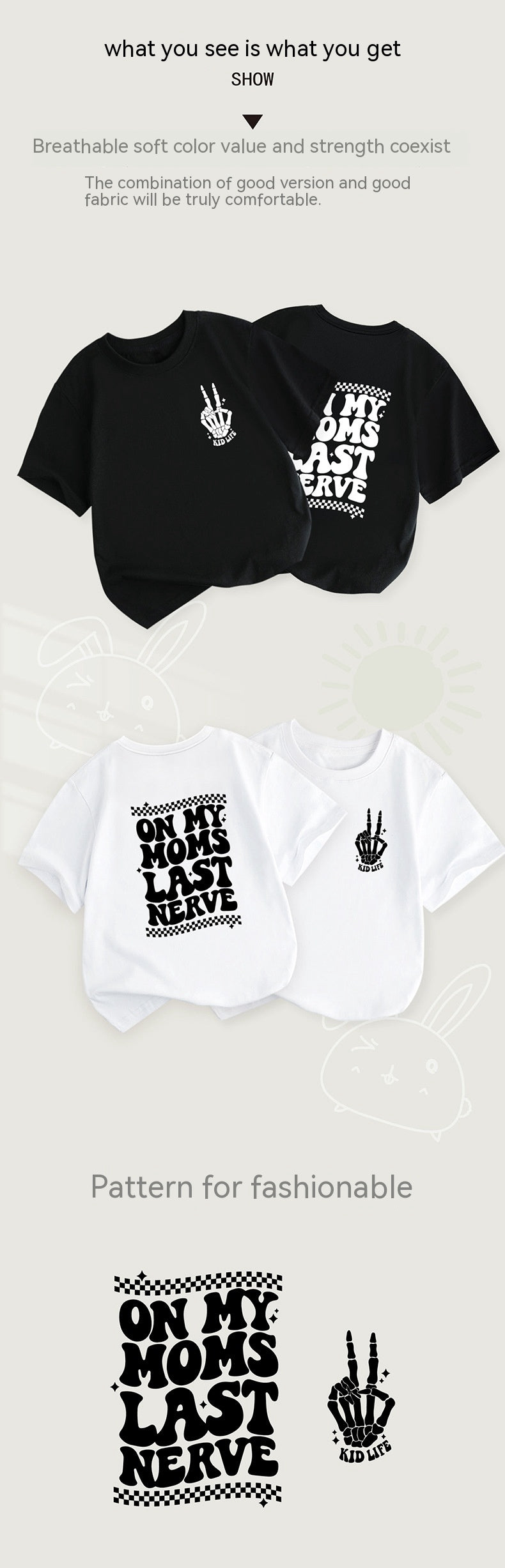 Letter Print Casual T-shirt för barn med rund hals