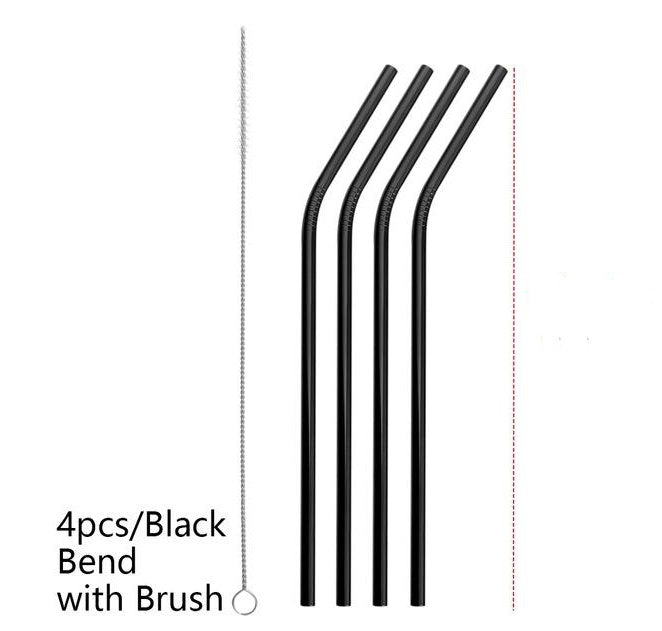 Colorful Reusable Stainless Steel Straws 4PCS/Pack