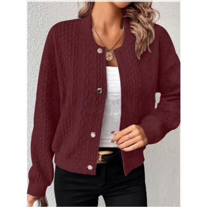 Women's Baseball Uniform Jacket Coat - Solid Color Polyester Casual Female Style