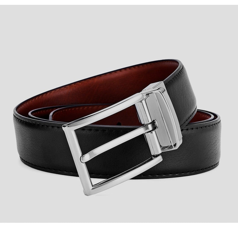 Men's Genuine Leather Rotating Pin Buckle Belt - Authentic Craftsmanship
