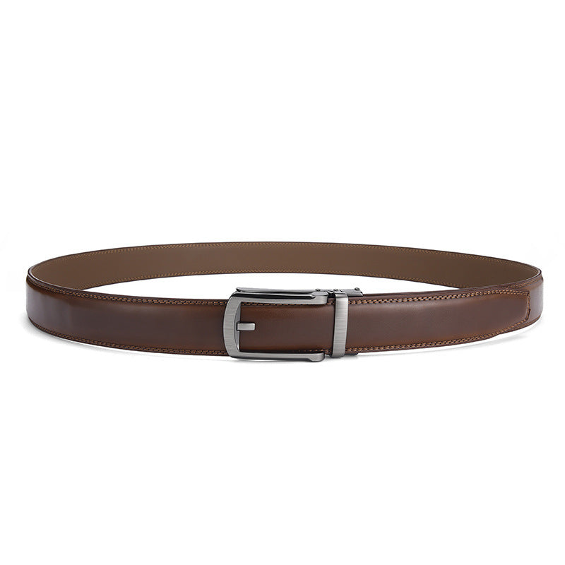 Men's Automatic Buckle Pure Cowhide Pant Belt - Authentic Sophistication