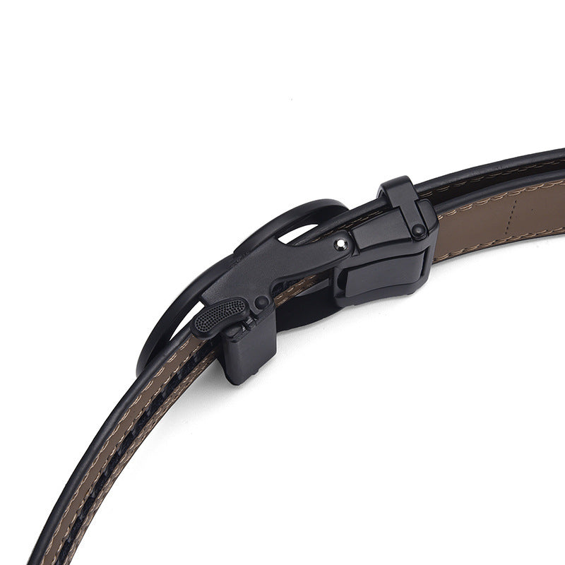 Men's Automatic Buckle Pure Cowhide Pant Belt - Authentic Sophistication