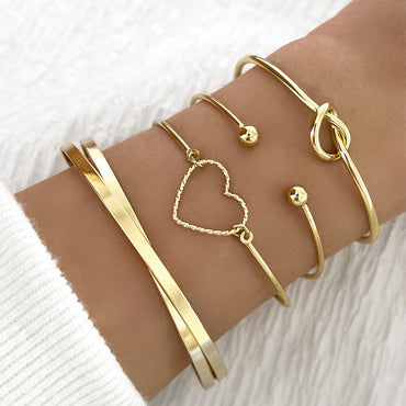 Vintage Guld Kristall Hjärta Bokstav Kärlek Armband För Kvinnor Mode Flerskiktade Geometriska Charm Armband Smycken Presenter