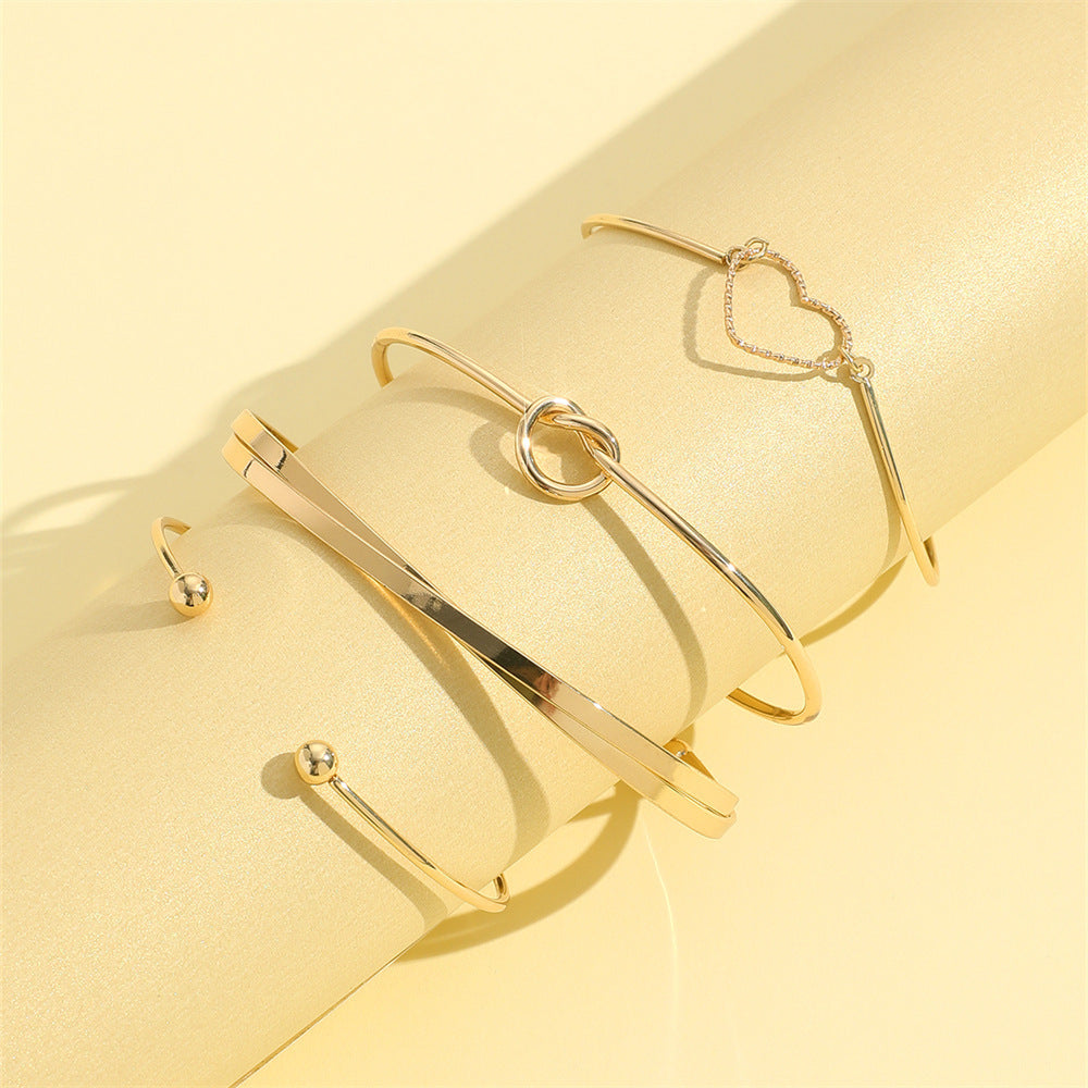 Vintage Guld Kristall Hjärta Bokstav Kärlek Armband För Kvinnor Mode Flerskiktade Geometriska Charm Armband Smycken Presenter