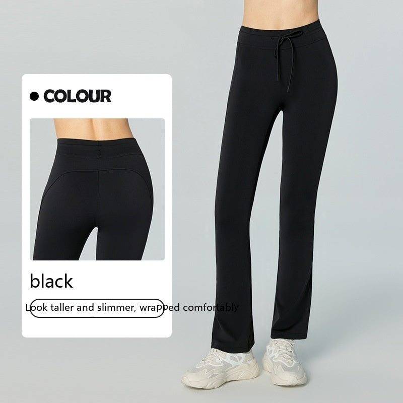 Waist Slimming And Hip Lifting Casual Yoga Pants Bilateral Pocket Yoga Bell-bottom Pants - Dual Enhancement