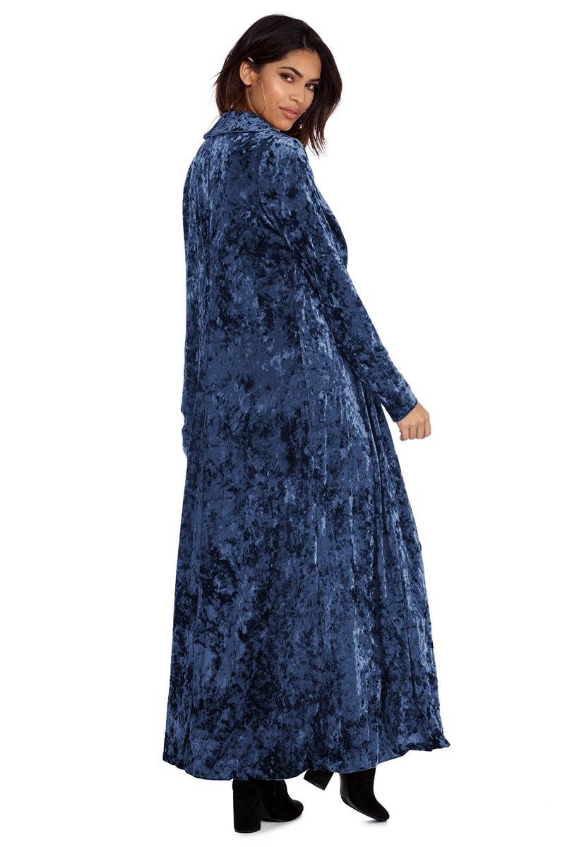 Women's Fashion Velvet Jacket Autumn Long Coat Stitch Outerwear Coat Casual Tops Cardigan Women Clothing Plus Size