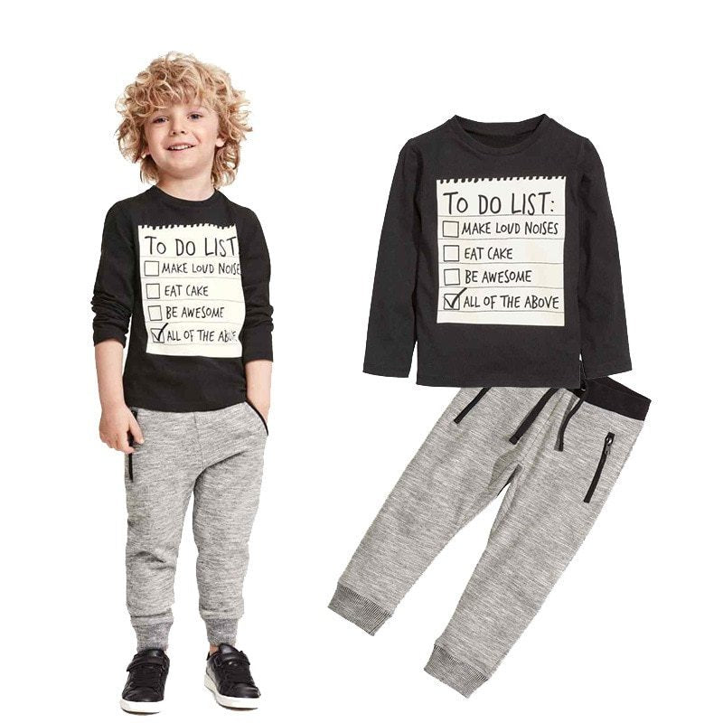Barn Pojkar Kläder Set Baby Pojke Casual Kläder Vår Höst Bomull Långärmad T-shirt Byxor 2st Kostym För 3-7 År
