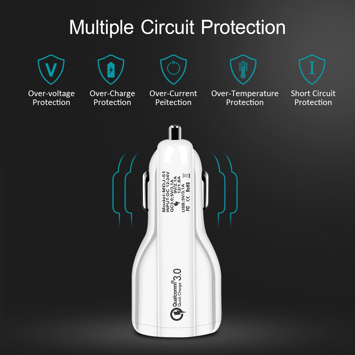 Quick Charge 3.0 billaddare för mobiltelefon Dubbel usb billaddare Qualcomm Qc 3.0 snabbladdningsadapter Mini usb billaddare