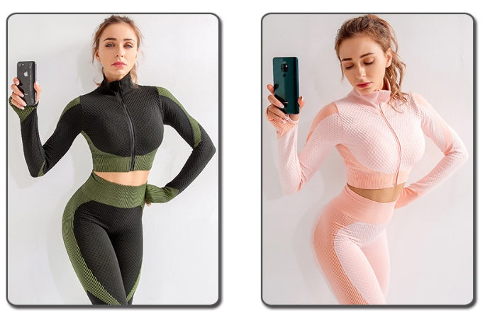 Ensembles de yoga d'entraînement sans couture, leggings pour femmes