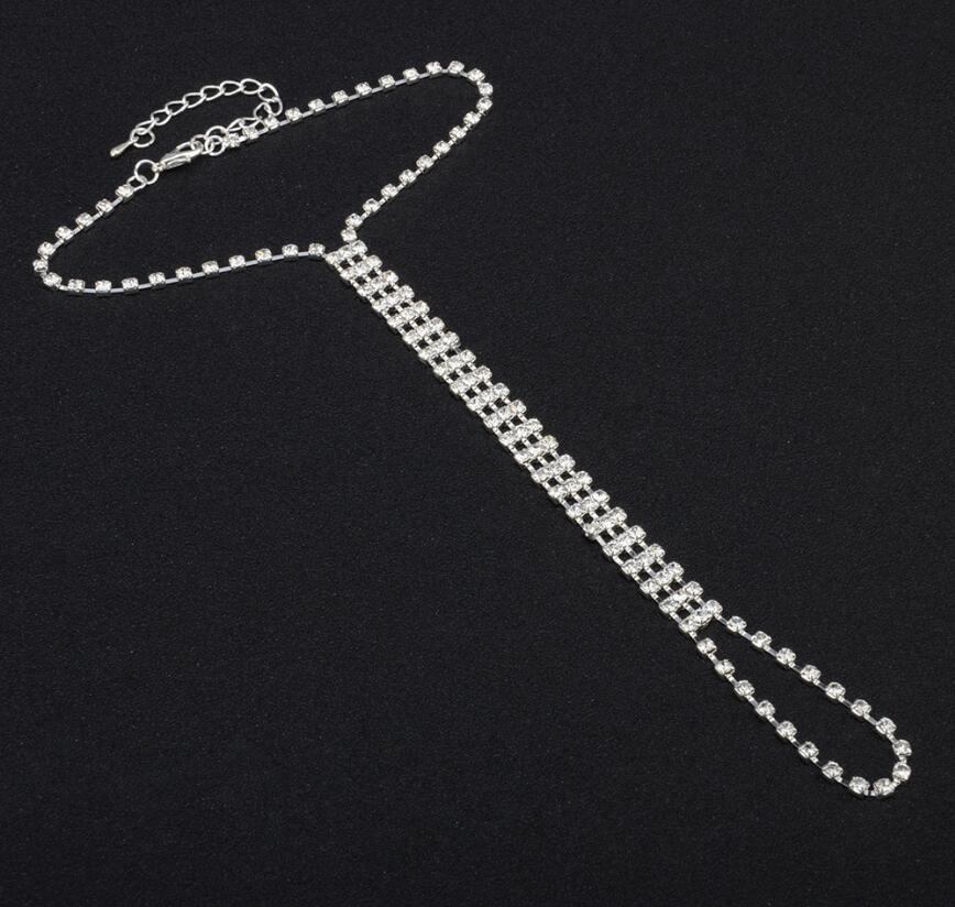 Dam Sommar Fotlänkar Armband Strass Strand Sandal Benkedja Boho Kristall Fotlänk Fotkedja
