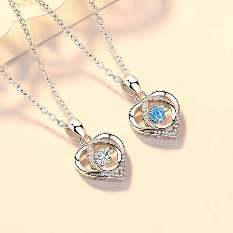S925 Slående hjärtformade halsband Kvinnor Lyx Kärlek Strass Halsband Smycken Present till Alla hjärtans dag