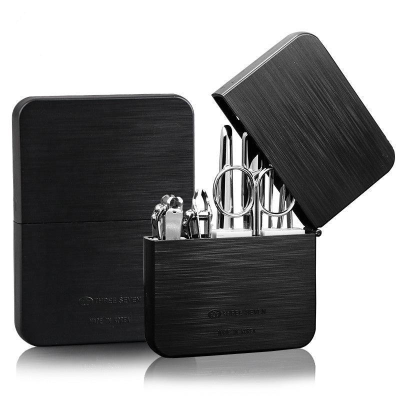 Professional Carbon Steel Nail Clippers Set - 7 Accessories Complete | Diagonal Flat Cut Tools
