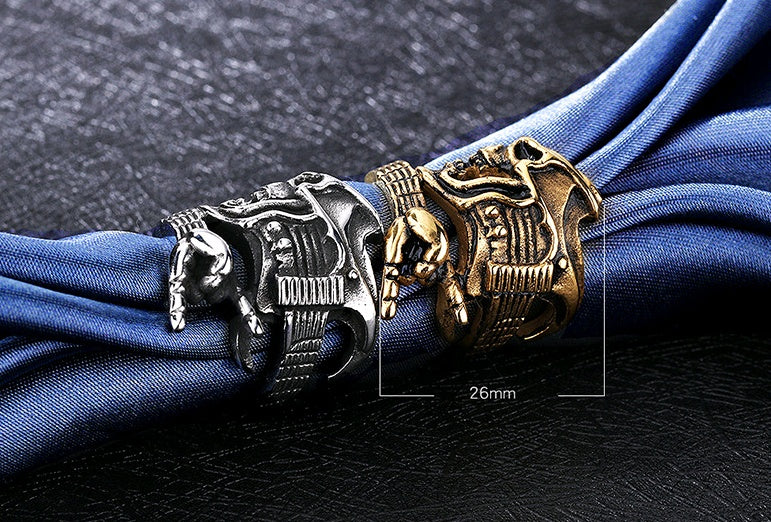 Titanstål herrring mode rock hip hop skull gitarr seger gest instrument enkel ring