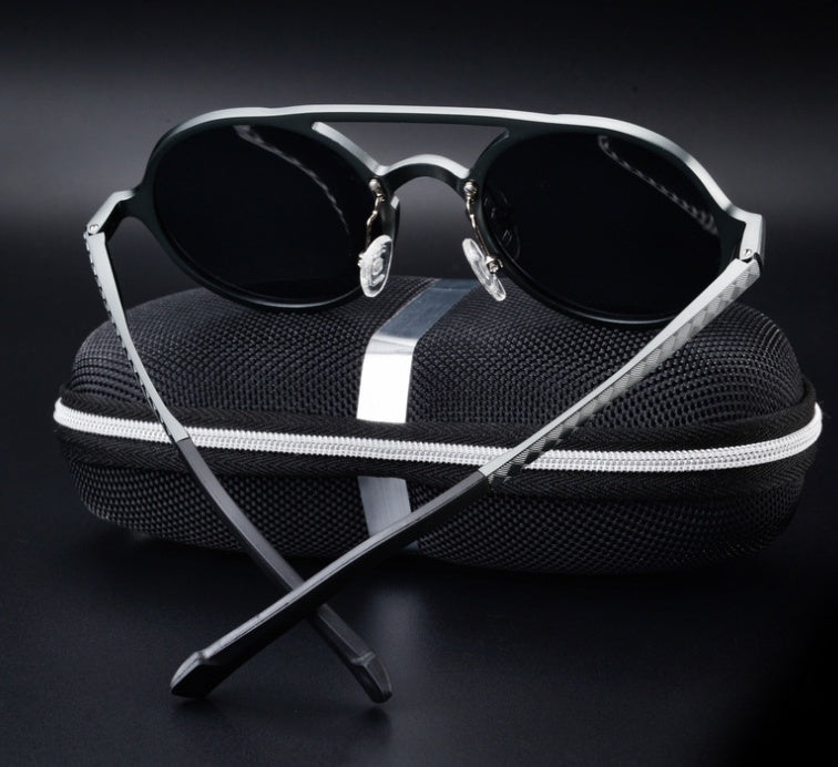 Lunettes de soleil polarisées Vintage pour hommes, monture ronde, à la mode, en aluminium et magnésium, pour la conduite, nouvelle collection