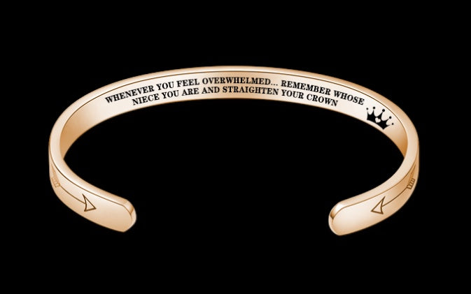 Mantra armband med citat rostfritt stål Cuff Inspirerande smycken Graduation Gåva