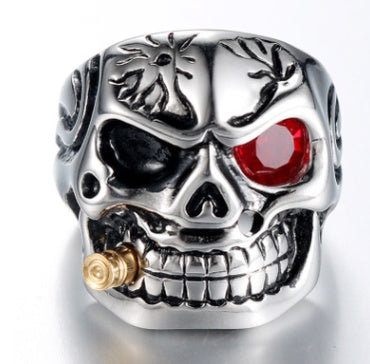 Bague en acier tête de mort, bijoux Punk personnalisés pour hommes