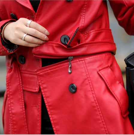 Trench slim en cuir PUrench