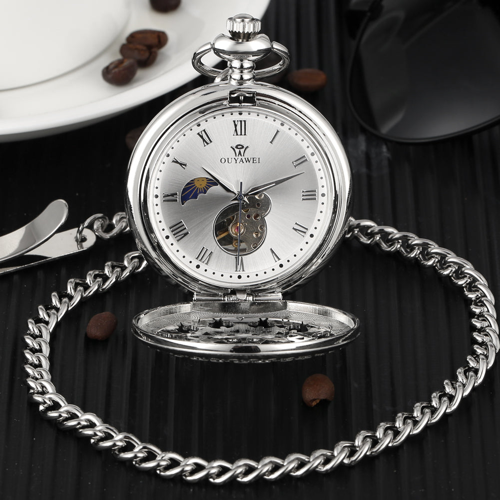 Roman Literal Mechanical Pocket Watch - Classic Modern Sophisticated Precise Elegant Timeless Durable
