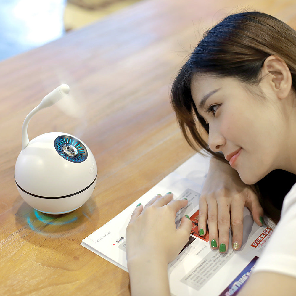 Rechargeable 2000mA Built-in Lithium Battery Mini Ultrasonic Aroma Humidifier with LED Light Fan